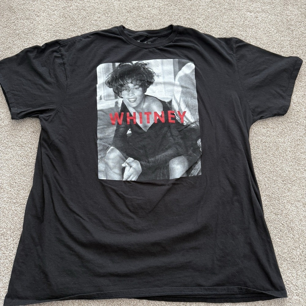 Whitney Houston Classic Photo POP Music Singer T-Shirt Mens 2XL Black Tee - Picture 2 of 4
